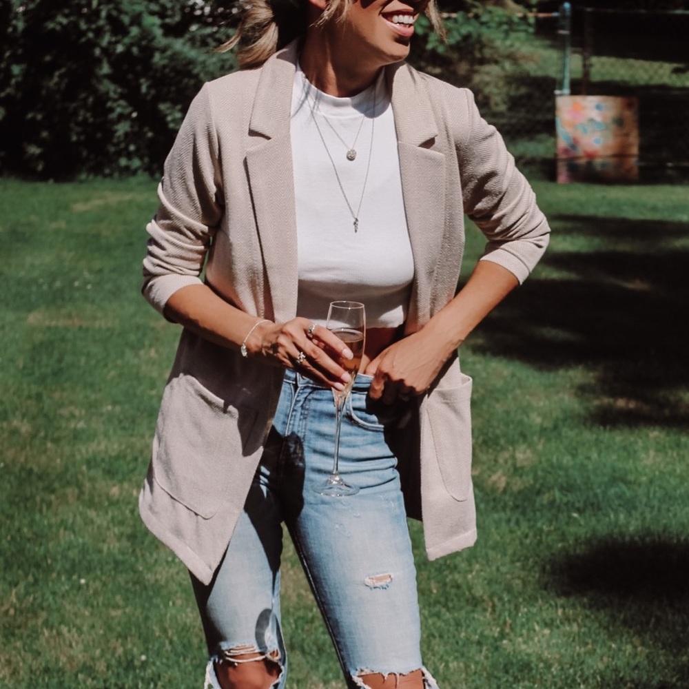 H&M Tan & Cream Blazer (XS)